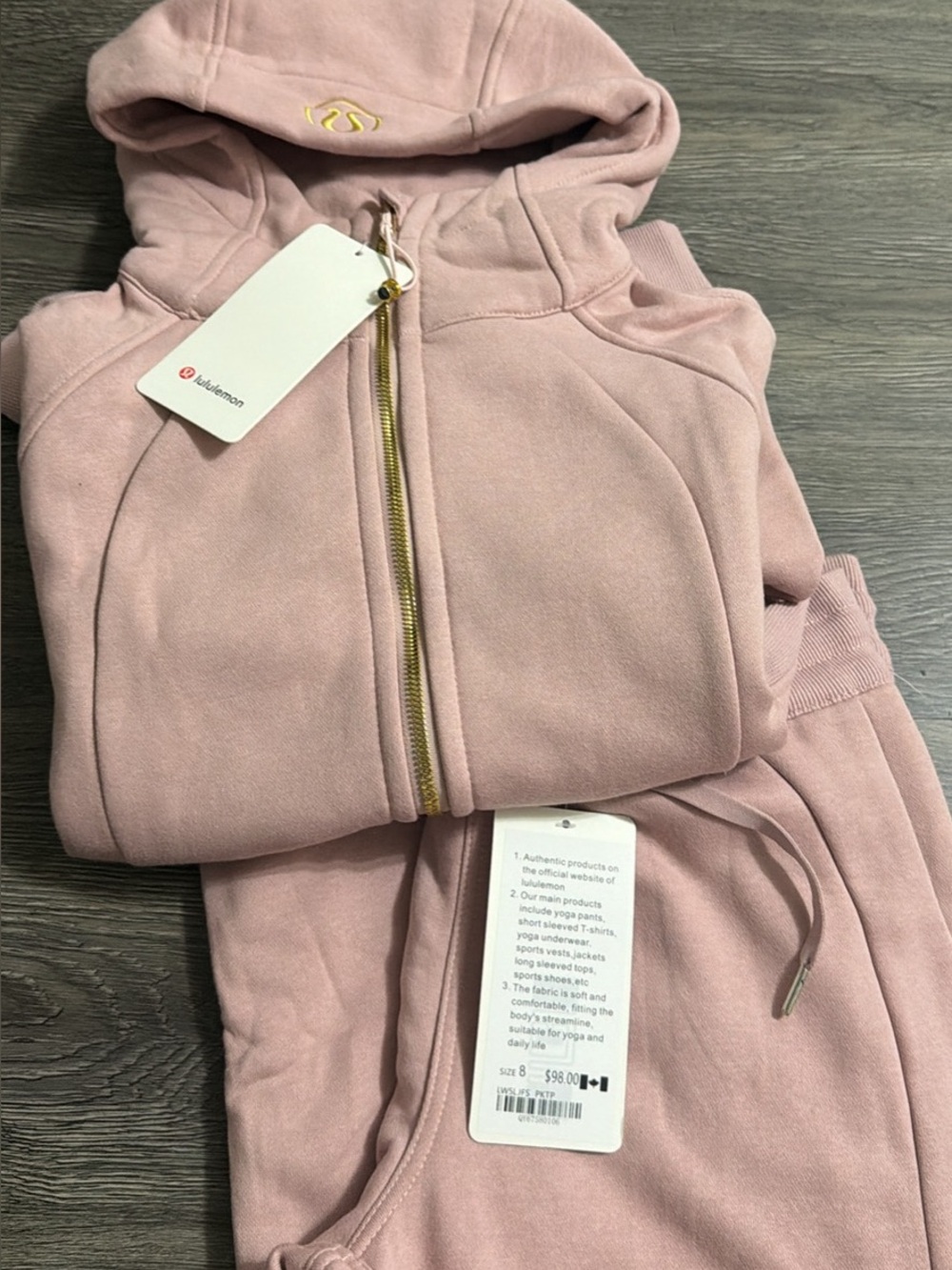 Size 8 pink and gold lululemon